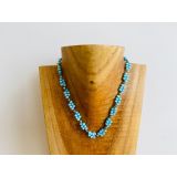 Double Glass Bead Necklace Aqua