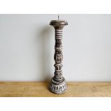 Large Carved Candlestick- Natural