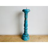 Large Carved Candlestick-Aqua