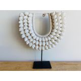 Small White Tribal Necklace On stand