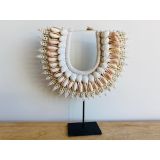 Small Orange/White Tribal Necklace On stand