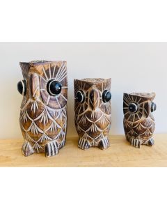 Large Set Of 3 Owls