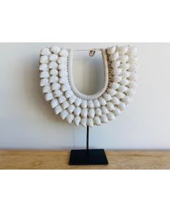 Small White Tribal Necklace On stand
