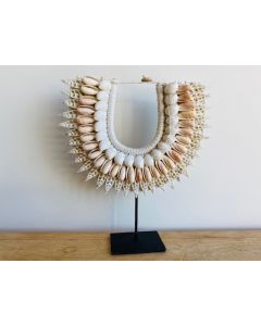 Small Orange/White Tribal Necklace On stand