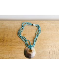Aqua Bead & Shell Necklace