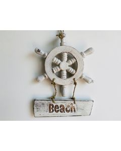 Ships Wheel & Beach Sign